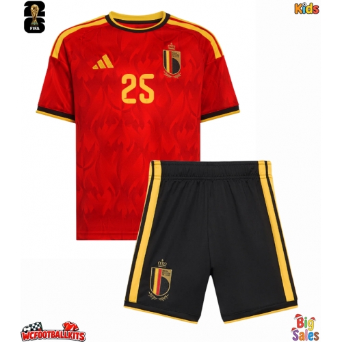 Belgium Nathan Ngoy #25 Replica Home Stadium Kit for Kids World Cup 2026 Short Sleeve (+ pants)